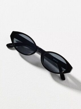 Anthropologie Eyeking East West Oval Sunglasses - NWT - Black